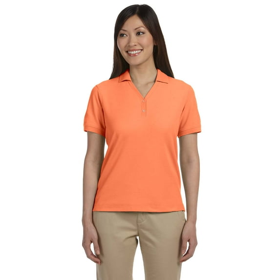 Devon & Jones Pima Pique Short-Sleeve Y-Collar Polo (D100W) Tangerine, L