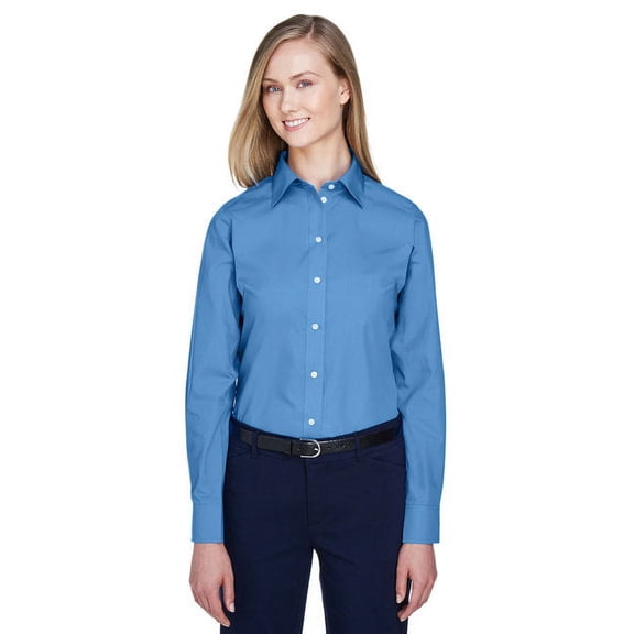 Devon & Jones D620W Women's Crown Collection Broadcloth Woven Dress Shirt-French Blue-XL