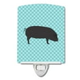 thumbnail image 1 of Devon Large Black Pig Blue Check Ceramic Night Light, 1 of 2