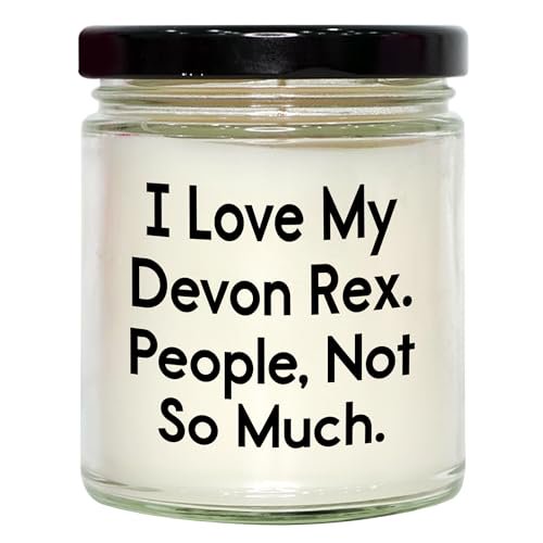 Devon Rex Cat Gifts for Men, 9oz Vanilla Soy Candle for Graduation, Funny Quote I Love My Devon Rex. People, Not So Much.