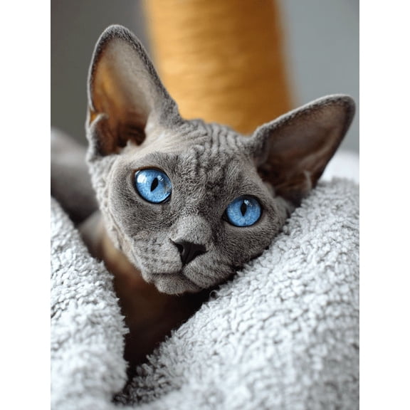 Devon Rex Cat Portrait Canvas Print Wall Art for Living Room Bedroom Office Hallway Cafe Home Decor