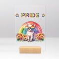 thumbnail image 1 of Devon Rex Celebrates Rainbow Pride Month LGBT LGBTQ+ Acrylic Plaque Sign Ashwood Base Cat Lover Kitten Owner Gifts Home Desk Decor - 01003, 1 of 5