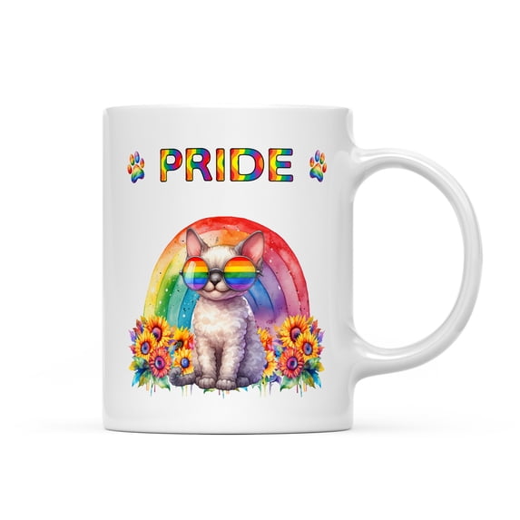 Devon Rex Celebrates Rainbow Pride Month LGBT LGBTQ+ Mug Cat Lover Kitten Owner Gifts Coffee Tea Cup - 01003