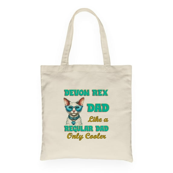Devon Rex Dad Like a Regular Dad Only Cooler Happy Father's Day Canvas Tote Bag Cat Lover Kitten Owner Gifts Reusable Shopping Grocery Bag - 02007