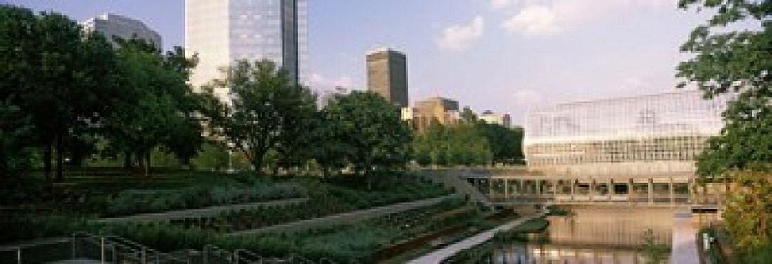 Devon Tower and Crystal Bridge Tropical Conservatory Oklahoma City Oklahoma USA Canvas Art - Panoramic Images (18 x 7)