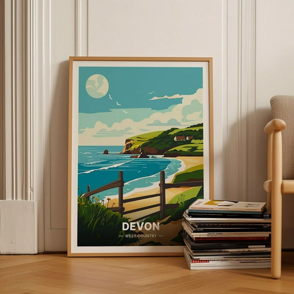 Devon Travel Poster, West Country Wall Art, Unique Home Decor, Adventure Theme, Gift For Travellers Wall Art, Modern Wall Decor, 16x24 UNFRAMED