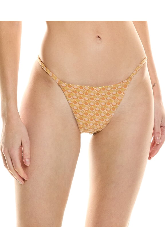 womens Addison Bikini Bottom, L, Gold