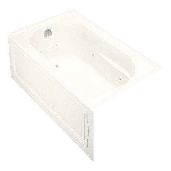 Devonshire 60"x32" Alcove Whirlpool Bath w/ Integral Apron, Tile Flange, Left-Hand Drain and Heater