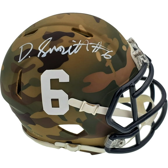 Devonta Smith Autographed Alabama Crimson Tide Camo Speed Mini Helmet Beckett BAS 191111