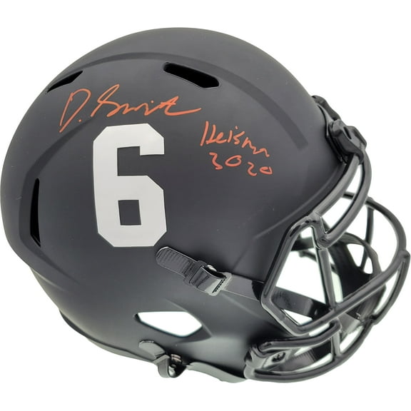 Devonta Smith Autographed Alabama Crimson Tide Eclipse Black Full Size Replica Speed Helmet "Heisman 2020" Beckett BAS 191976