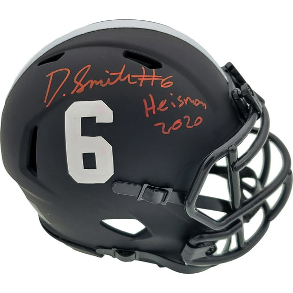 Devonta Smith Autographed Alabama Crimson Tide Eclipse Black Speed Mini Helmet "Heisman 2020" Beckett BAS 190003