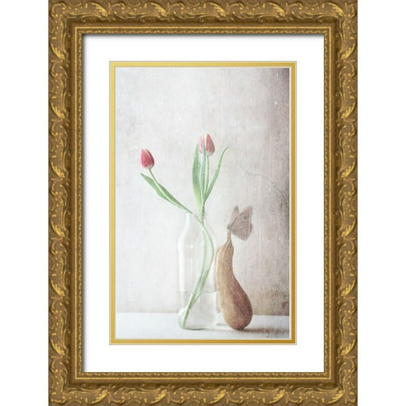 Devos, Delphine 13x18 Gold Ornate Wood Framed with Double Matting Museum Art Print Titled - The Pitter-Patter Of The Rain