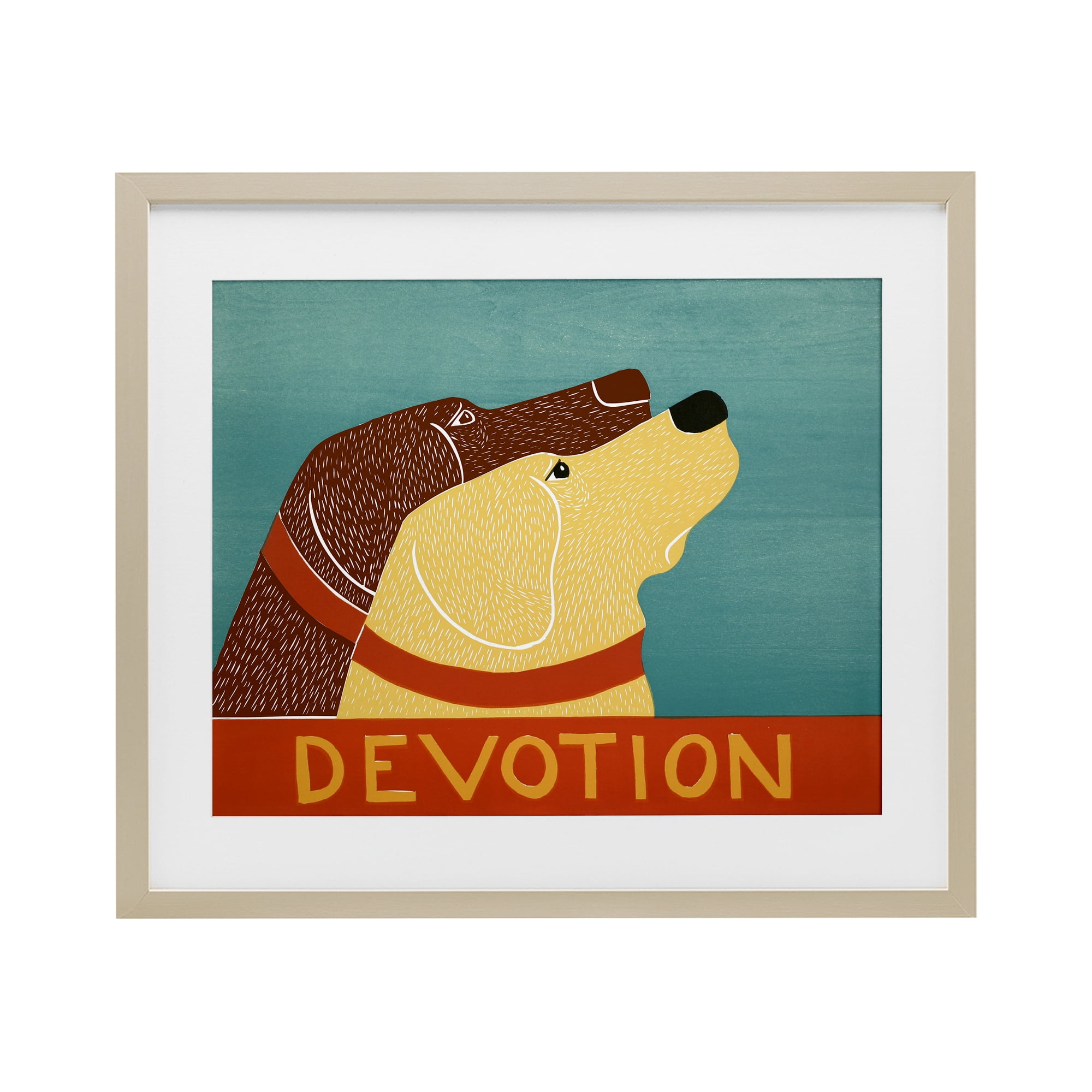 Devotion Dog Duo Birch Framed Print Under Glass, design by Stephen Huneck