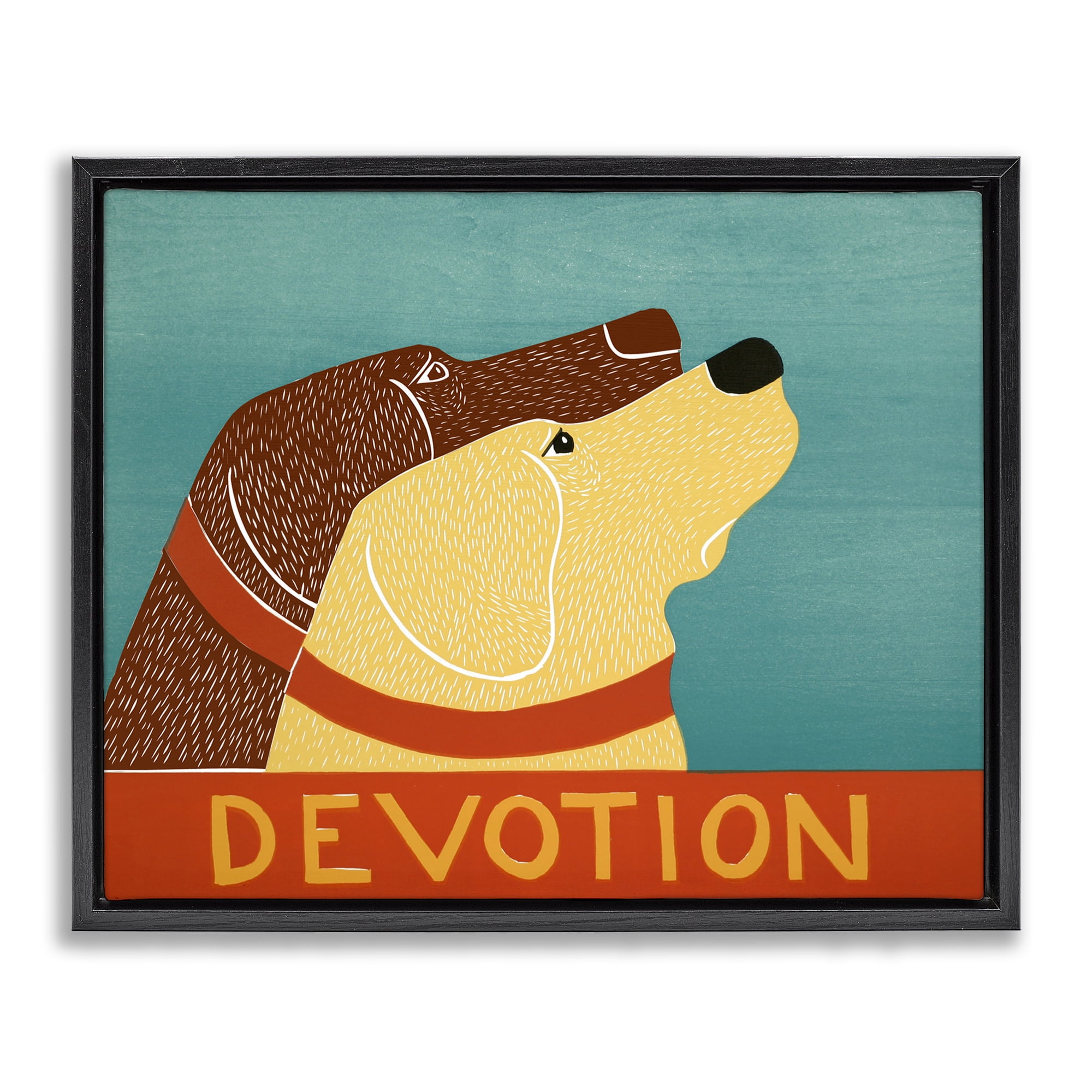 Devotion Dog Duo Black Framed Floater Canvas Wall Art, design by Stephen Huneck
