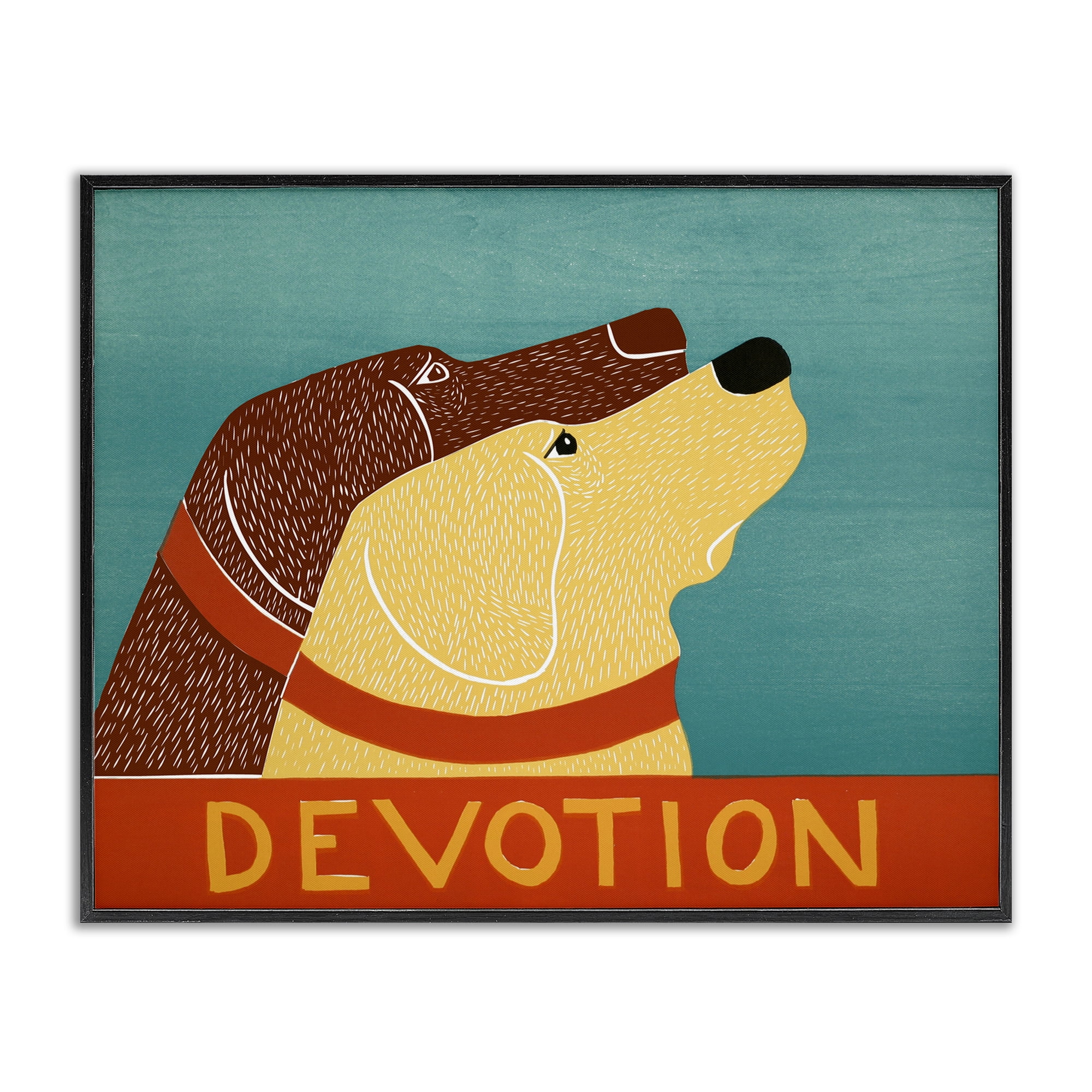 Devotion Dog Duo Black Framed Giclee Art, design by Stephen Huneck