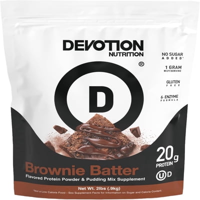 Devotion Nutrition Protein Powder Brownie Batter  20g Whey Isolate & Casein Protein Blend  No Added Sugar, Low Carb, Gluten-Free, Keto-Friendly, 1g MCT, Kosher  2lb Pouch