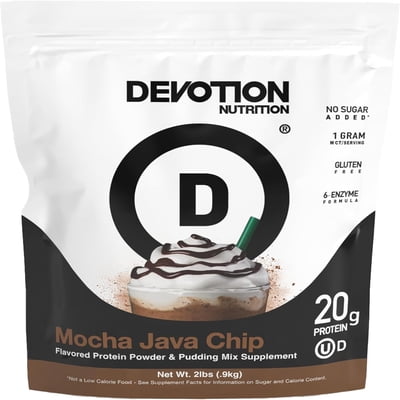 Devotion Nutrition Protein Powder Mocha Java Chip  20g Whey Isolate & Casein Protein Blend  No Added Sugar, Low Carb, Gluten-Free, Keto-Friendly, 1g MCT, Kosher  2lb Pouch