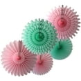 thumbnail image 1 of Devra Party Mint and Pink Large Tissue Paper Fan Decorations, 13 and 18 Inches (5 Piece), 1 of 1