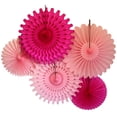 thumbnail image 1 of Devra Party Pink and Cerise Large Tissue Paper Fan Decorations, 13 and 18 Inches (5 Piece), 1 of 1