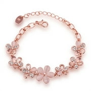 Devuggo 18K Rose Gold Plated Women Adjustable Flower Link Bracelet Bangle Jewelry,Women Gifts for Her
