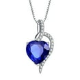 thumbnail image 1 of MABELLA 925 Sterling Silver Simulated Blue Sapphire Heart Cut Pendant Necklace, Birthday Gifts for Women, 1 of 7