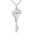 thumbnail image 1 of MABELLA Dancing Diamond Key to Heart Sterling Silver Key CZ Pendant Necklace, 18", 1 of 6