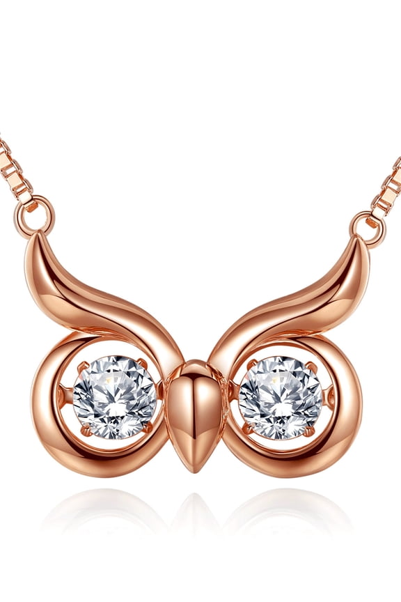 Dancing Twinkling CZ Sterling Silver Owl Eye Pendant Necklace Birthday Gifts for Women