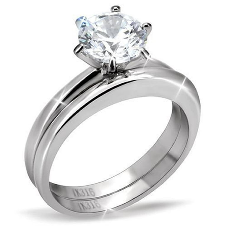 MABELLA Plain 316L Stainless Steel Solitaire Created
