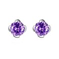 thumbnail image 1 of Devuggo Sterling Silver Round Shaped Simulated Amethyst Stud Earrings for Women, 1 of 5