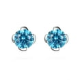 thumbnail image 1 of Devuggo Sterling Silver Round Shaped Simulated Blue Topaz Stud Earrings for Women, 1 of 5