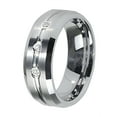 thumbnail image 1 of Devuggo Tungsten Carbide Simulated Diamond Men's Brushed polished shiny Engagement Rings, 1 of 2
