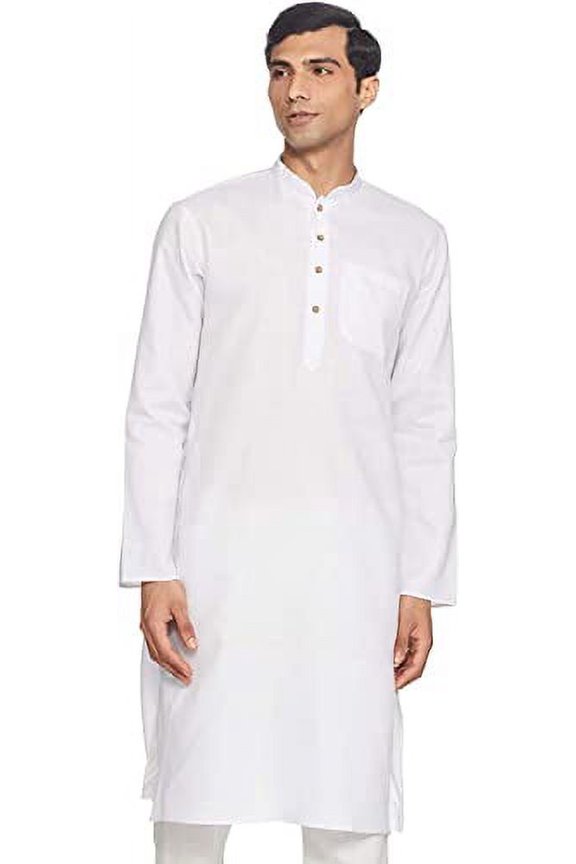 Devyom Men's Cotton Straight Regular Fit Kurta (White, 44)