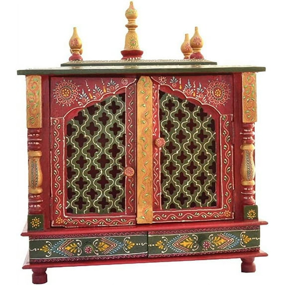 Devyom Traditional Indian Handicrafts Home Temple Multicolor Wood Decoration