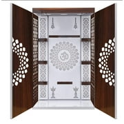 Devyom Wooden Temple Modern White Medium-density Fiberboard with LED Lights