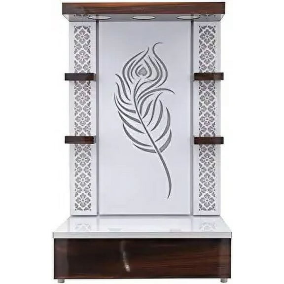 Devyom Wooden Temple White LED Light for Home and OfficeHome TemplePuja MandirWall Hanging & Table Top Home Mandir (24X16X12 IN)