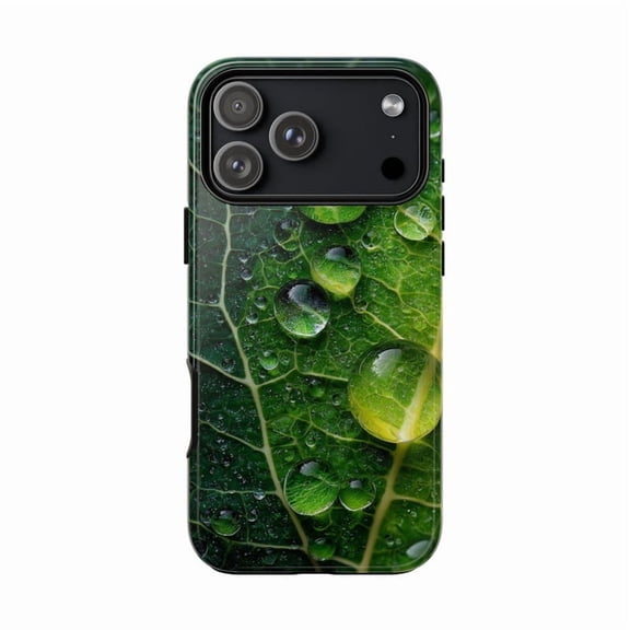 Dew Drops Green Plant Leaf Macro Nature iPhone Case 17 11 12 13 14 15 16 Pro Max