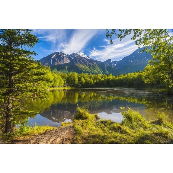 Dew Pond in the Chugach State Park in Eagle River on a sunny day, South-central Alaska; Alaska, United States of America Poster Print by Michael Jones / Design Pics (34 x 22)