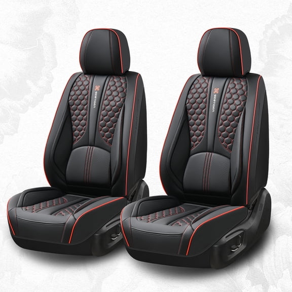 DewWisp Car Seat Covers，Front and Rear, Fits Cadillac XTS 2013-2019, Black & Red Lines 1 Pieces