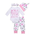thumbnail image 1 of Dewadbow 4PCS Newborn Infant Baby Girl Outfits Clothes Set Romper Bodysuit+Pants Leggings, 1 of 5