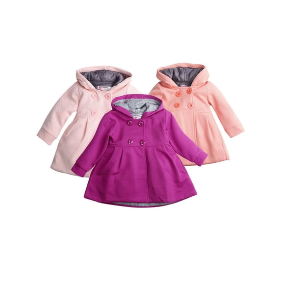Dewadbow Baby Toddler Girl Autumn Winter Horn Button Hooded Pea Coat Outerwear Jacket