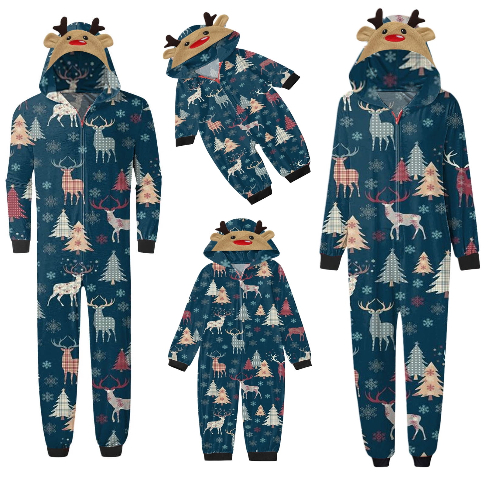 Dewadbow Christmas Family Matching Pajama Red Holiday Pjs Sets Cotton ...