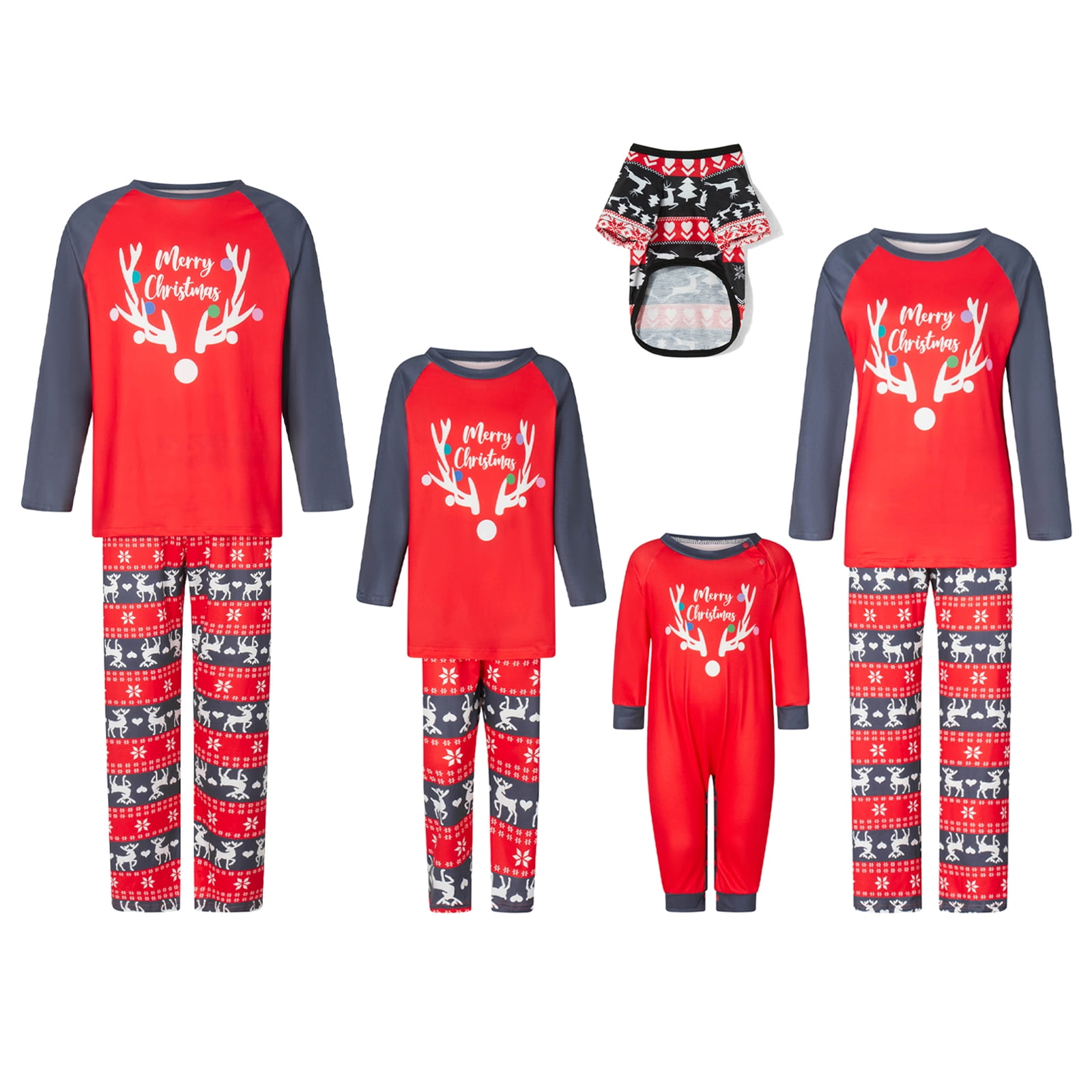 Dewadbow Family Matching Christmas Pajamas Set Sleepwear Jumpsuit ...