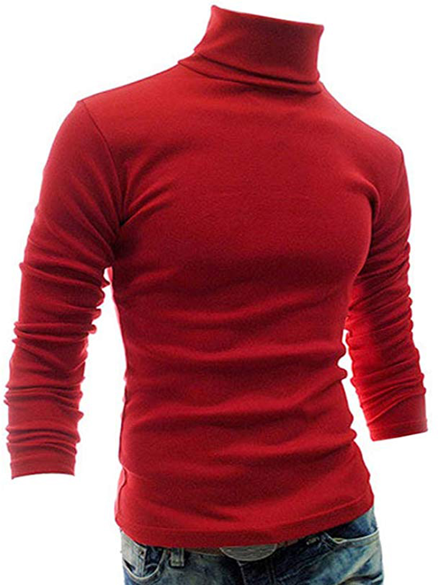 Dewadbow Men Roll Turtle Neck Pullover Knitted Jumper Tops Sweater Shirt - image 1 of 2