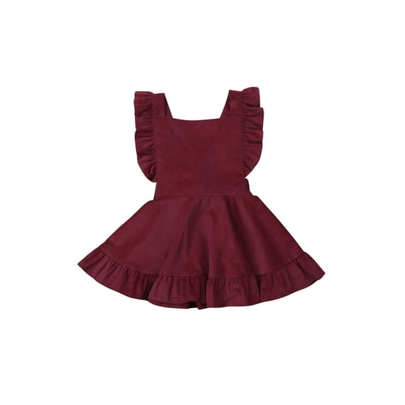 Dewadbow Newborn Infant Baby Girl Ruffle Summer Princess Dress Bib Strap Skater Skirt