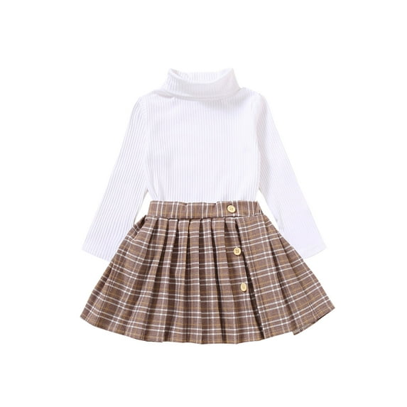 Dewadbow Toddler Kids Baby Girls Fall 2pcs Outfits Set Knitwear Sweaters Tops Skirt Winter Clothes Set