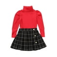thumbnail image 1 of Dewadbow Toddler Kids Baby Girls Fall 2pcs Outfits Set Knitwear Sweaters Tops Skirt Winter Clothes Set, 1 of 6
