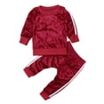 thumbnail image 1 of Dewadbow Toddler Kids Baby Girls Velvet Tracksuit T-shirt Tops Pants Outfits Set Clothes, 1 of 5