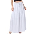 thumbnail image 1 of Dewadbow Women Loose A-Line Skirt Solid Color Summer Elastic Drawstring Skirt, 1 of 6