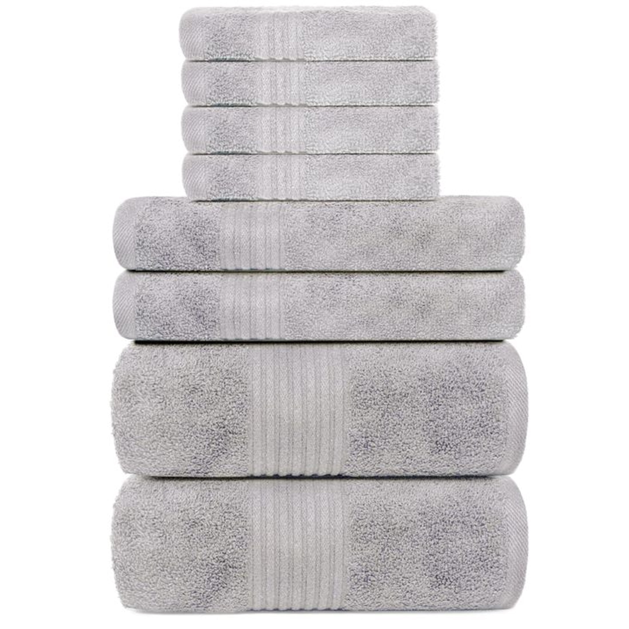 Dewall Maisons Chic Light Grey 8-Piece Premium Cotton Towel Set - Ultra-Soft, Quick-Drying, Absorbent - 2 Bath Towels, 2 Hand Towels, 4 Washcloths - EnhAnce Your Bathing Experience - Walmart.com