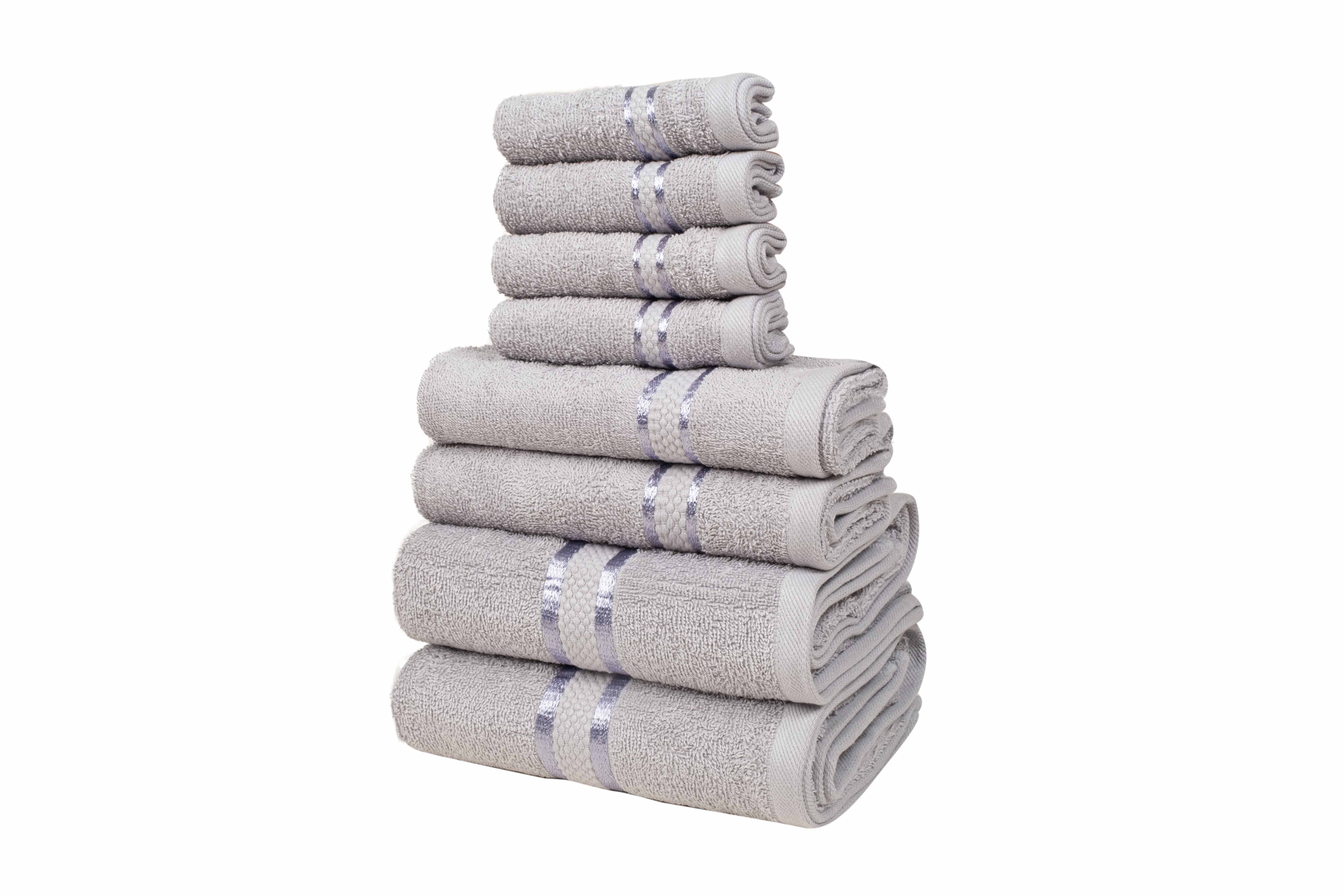 Dewall Maisons Chic Light Grey 8Piece Premium Cotton Towel Set Ultra